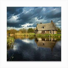 Firefly Reflected Old House Beneath Moody Clouds 77001 (2) Canvas Print