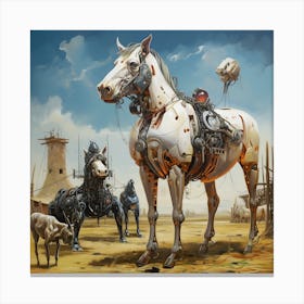 Surreal Cyborg Cows On A Farm Ai Art Depot 17 Canvas Print