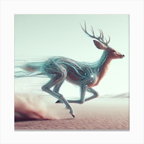 Deer Running In The Desert Canvas Print