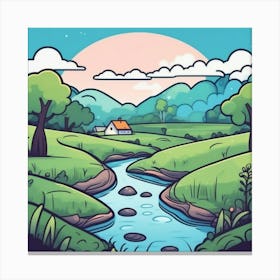 Cartoon Landscape 6 Canvas Print