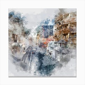 Cityscape Watercolor Painting Canvas Print