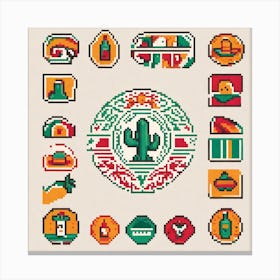 Mexican Pixel Art Canvas Print