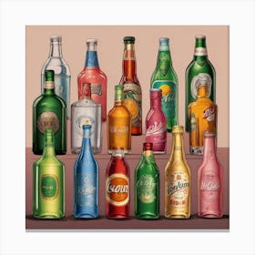 Default Drinks In Bottles Of Popular Brands Aesthetic 2 Canvas Print