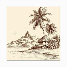 A Tahiti In French Polynesia Hand Drawn Sketch I 1720357144 2 Canvas Print