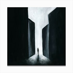 Leaving Labyrinth Painting Figure Darkness Light Surrealist Square Black And White Person Meaning Symbolism Healing Relief Bedroom Canvas Print