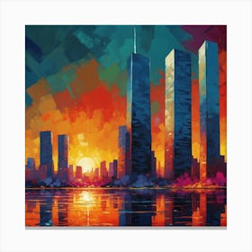 Sunset In New York City Canvas Print