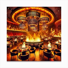 A Warm Vibrant Restaurant Space Inspired By Fire Canvas Print