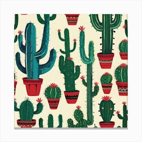 Cactus Pattern 12 Canvas Print