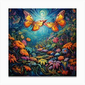 Butterflies In The Garden 3 Canvas Print