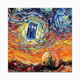 Tardis Starry Night Doctor Who Van Gogh Parody Canvas Print