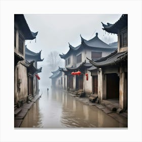 Misty Village Canvas Print