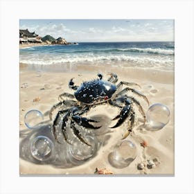 Crab & Bubbles Canvas Print