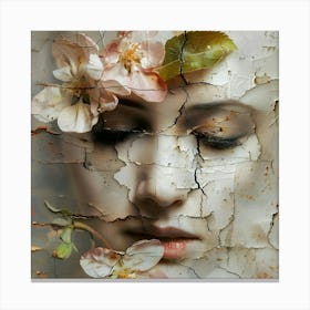 Portrait Of A Woman With Flowers Canvas Print