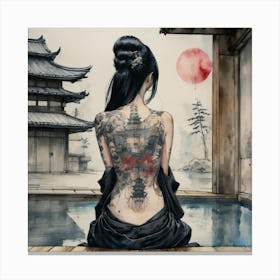 Asian Woman With Tattoos Canvas Print