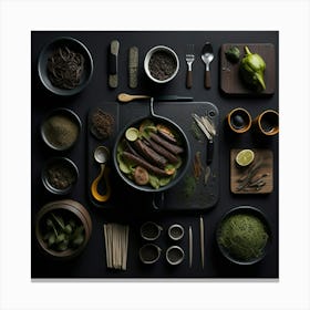 Barbecue Props Knolling Layout (118) Canvas Print