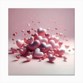 Pink Hearts On A Pink Background Canvas Print