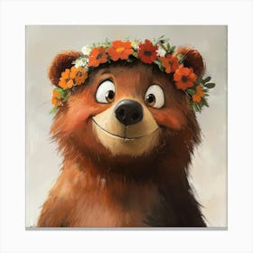 Bear With A Flower Crown Stampe su tela