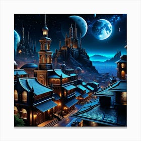 Fantasy City At Night 6 Canvas Print