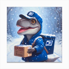 T-Rex In The Snow Canvas Print