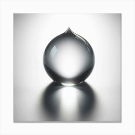 Elegant, Sculpted, Glass Raindrop Sits Gracefully on a Reflective Surface, Glistening in the Light Canvas Print