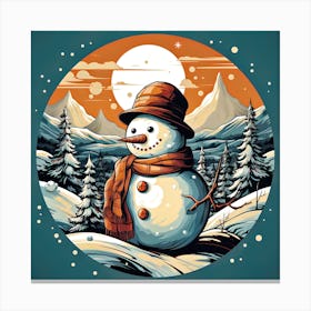 Snowman In The Snow 1 Canvas Print