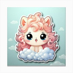 Kawaii Unicorn Sticker Canvas Print