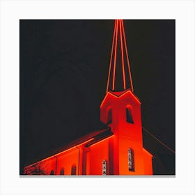 Church Lit Up In Red Canvas Print