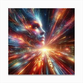 Futuristic Woman In Space Canvas Print