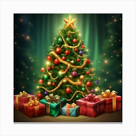 Christmas Tree With Gifts 2 Canvas Print