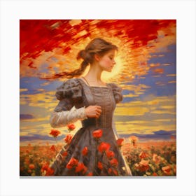 Girl In A Field Of Poppies Canvas Print
