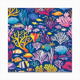 Coral Reef Seamless Pattern Canvas Print
