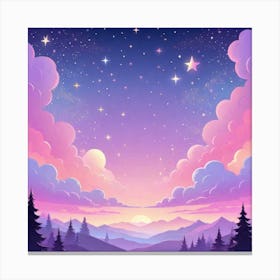 Sky With Twinkling Stars In Pastel Colors Square Composition 161 Canvas Print