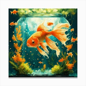 Goldfish In Aquarium 1 Canvas Print