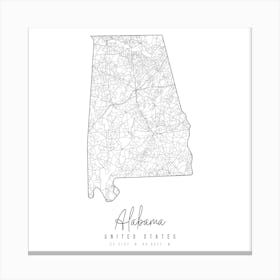 Alabama Minimal Street Map Square Canvas Print