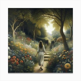 Girl In A Garden 10 Canvas Print