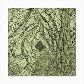 Design Mountain Art With Trees And Water Canvas Print