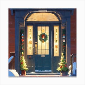 Christmas Decoration On Home Door Golden Ratio Fake Detail Trending Pixiv Fanbox Acrylic Palette (2) Canvas Print