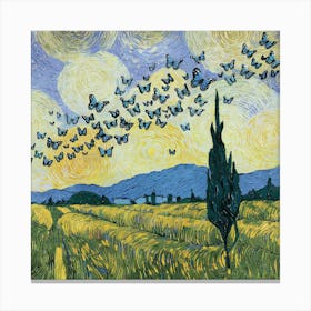 Starry Night With Butterflies 1 Canvas Print