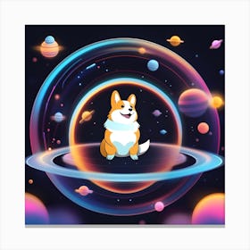 Corgi In Space 2 Canvas Print