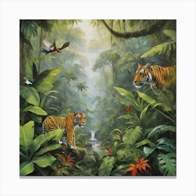 Tiger In The Jungle Art Print Paintings Canvas Print