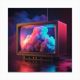 Old Tv In The Clouds Canvas Print