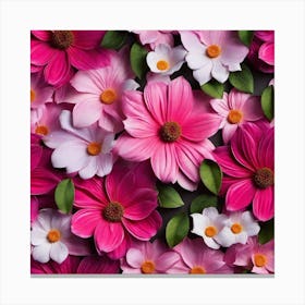 Pink Flowers On A Black Background 1 Canvas Print