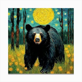 Black Bear At Night Canvas Print