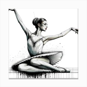 Ballerina - Abstract Line Art Illustration 169 Canvas Print