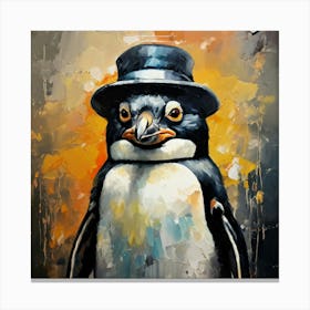 Penguin In A Hat Canvas Print