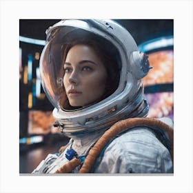 Woman Astronaut In Space Canvas Print