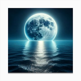 Full Moon Over Ocean Canvas Print