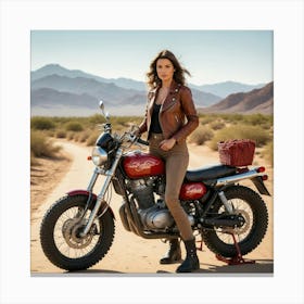 Woman On A Motorcycle 8 Canvas Print