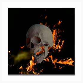 Skull On Fire Canvas Print