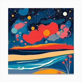 Night Sky At The Beach Canvas Print